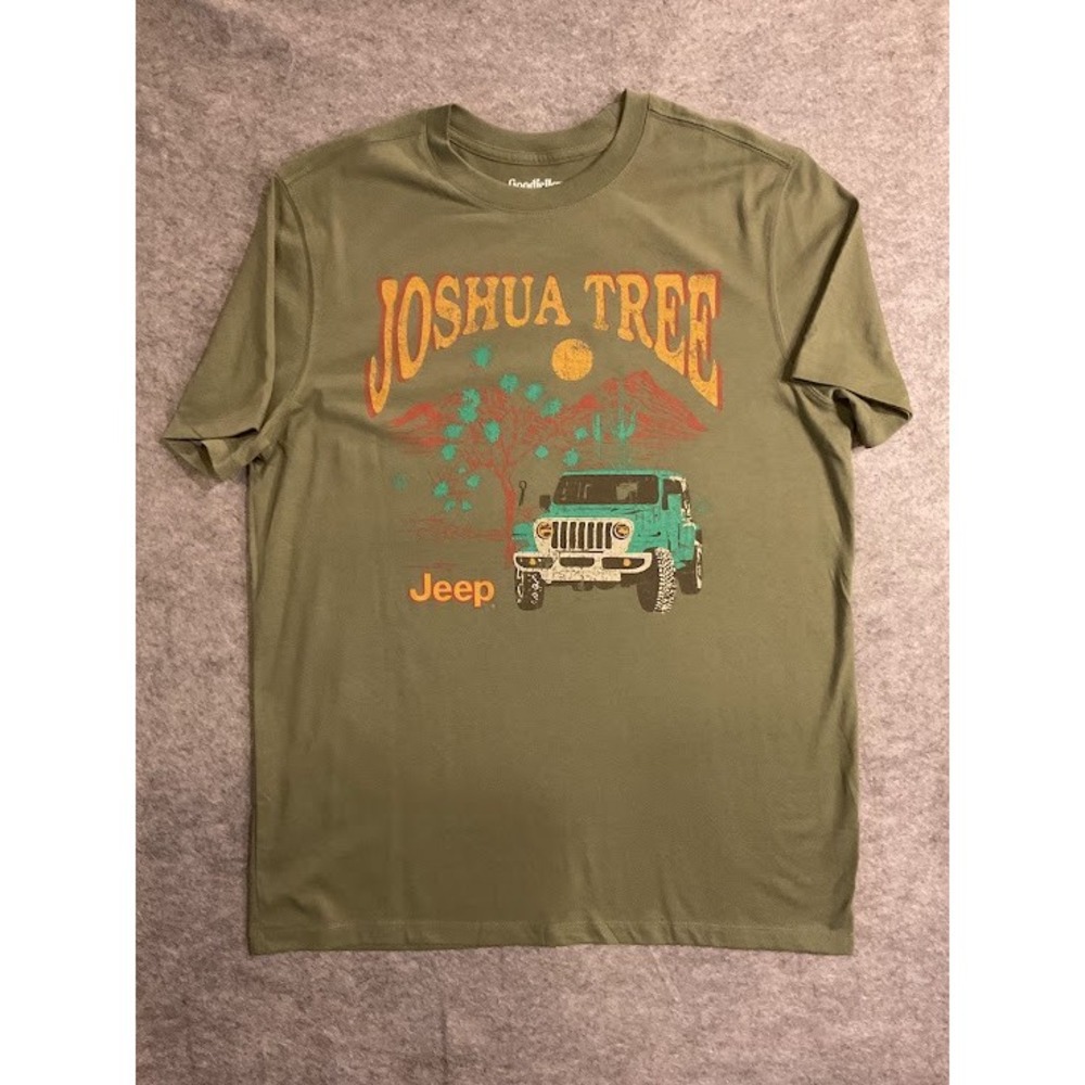 NWT Goodfellow & Co Men's Joshua Tree Jeep Graphic T-Shirt Olive Green Size M